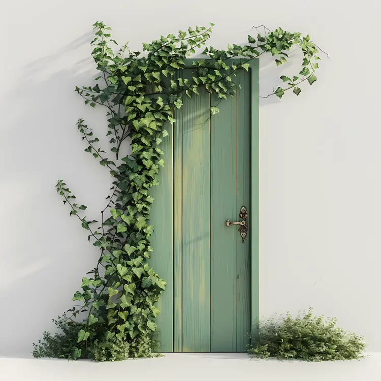 Green Door with Vines
