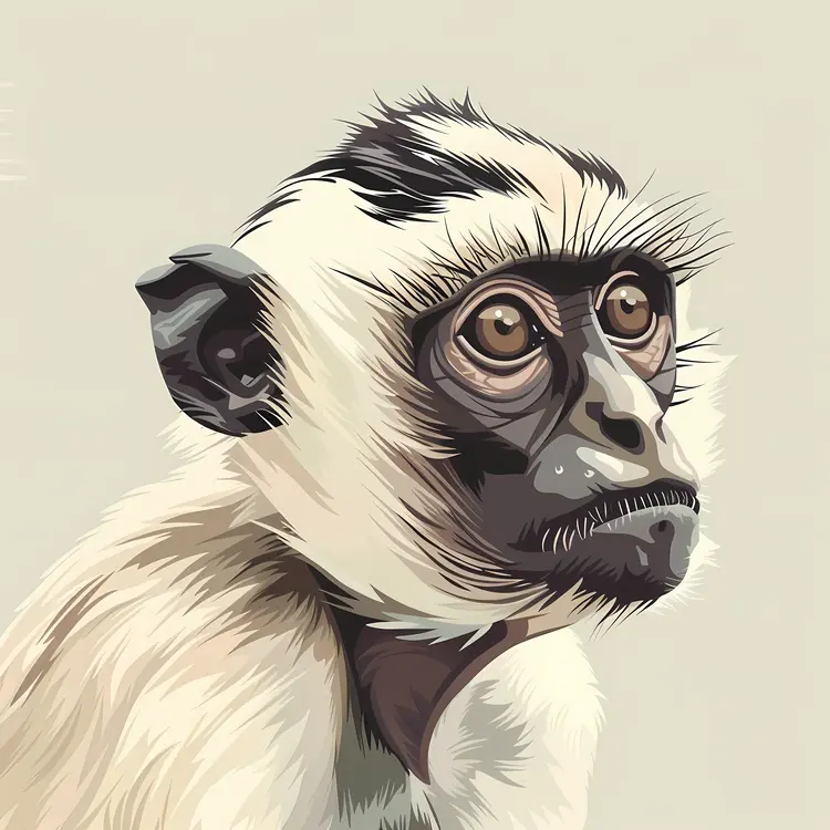 Realistic Monkey with Thoughtful Expression