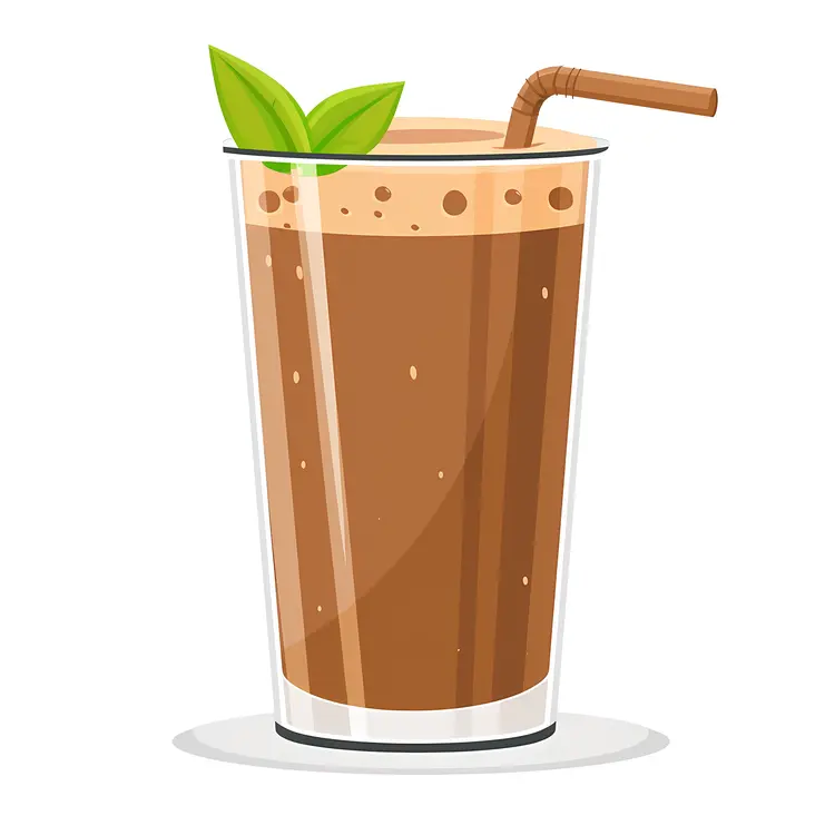 Refreshing Brown Drink with Straw