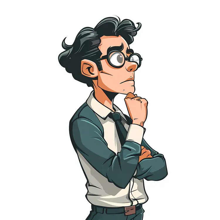 Man Thinking with Glasses