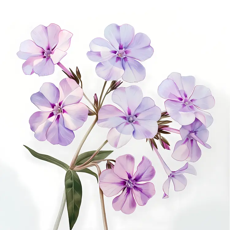 Purple Flowers with Leaves