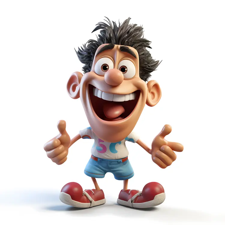 Happy Cartoon Boy Giving Thumbs Up