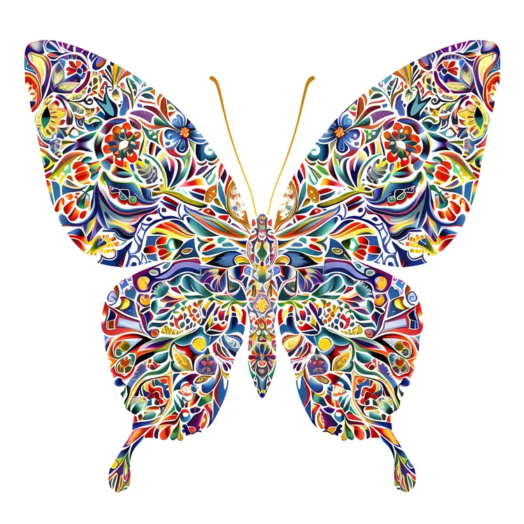Colorful Floral Patterned Butterfly