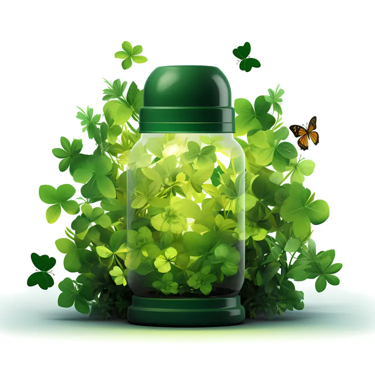Jar Filled with Green Clovers