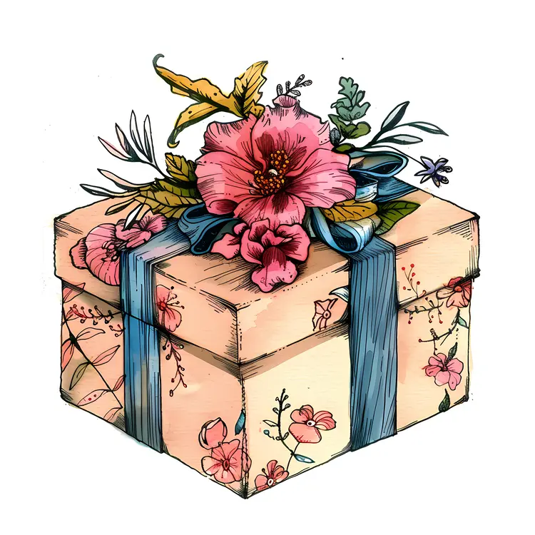 Floral Decorated Gift Box