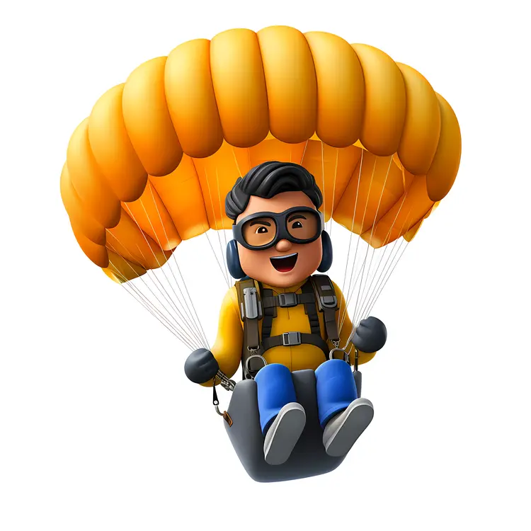 Cartoon Skydiver with Yellow Parachute