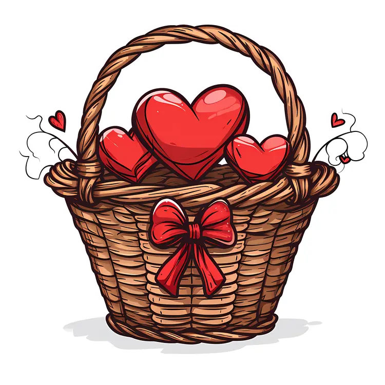 Heart Basket with Red Bow for Valentine's Day