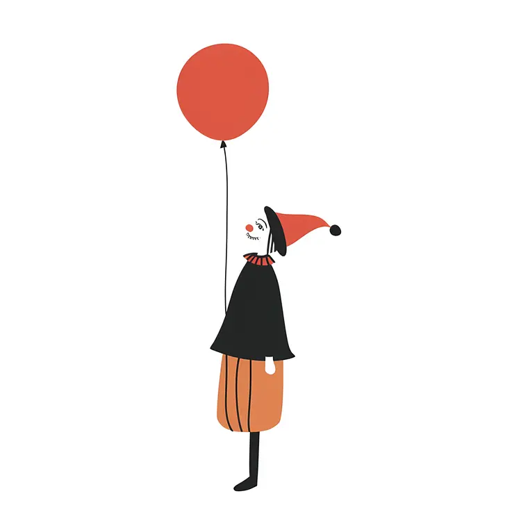 Clown with Red Balloon