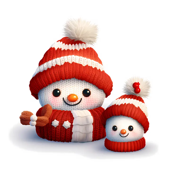 Snowman with Red Hat and Scarf