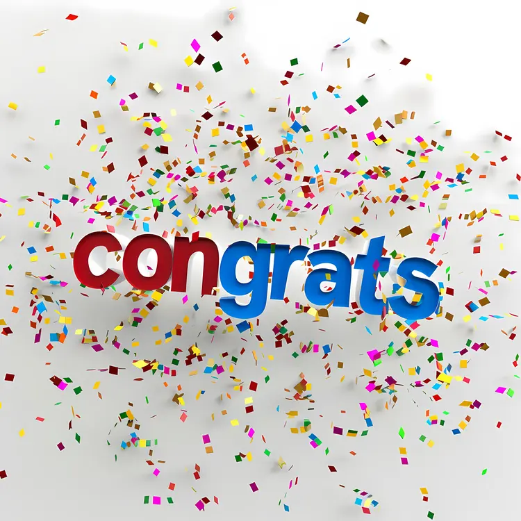 Congrats Text with Colorful Confetti