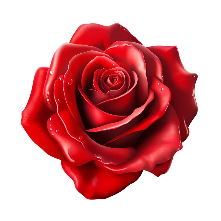 Beautiful Red Rose with Dew Drops