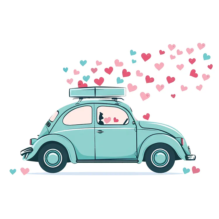 Vintage Car with Hearts and Love