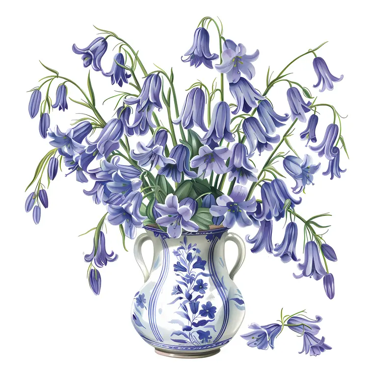 Bluebell Flowers in an Ornate Vase