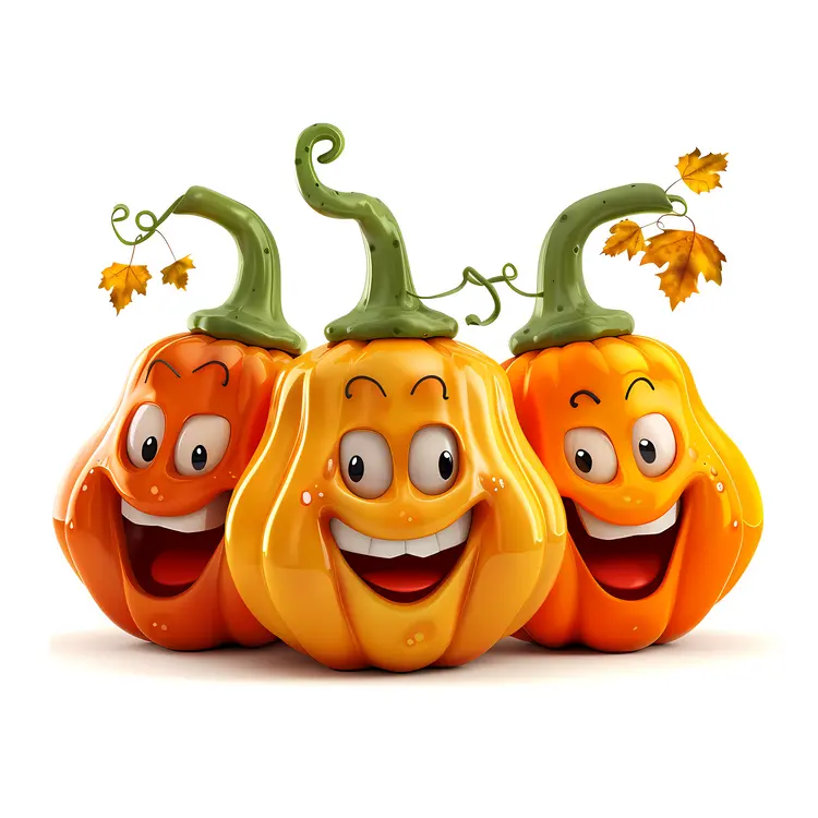 Happy Pumpkins with Smiling Faces