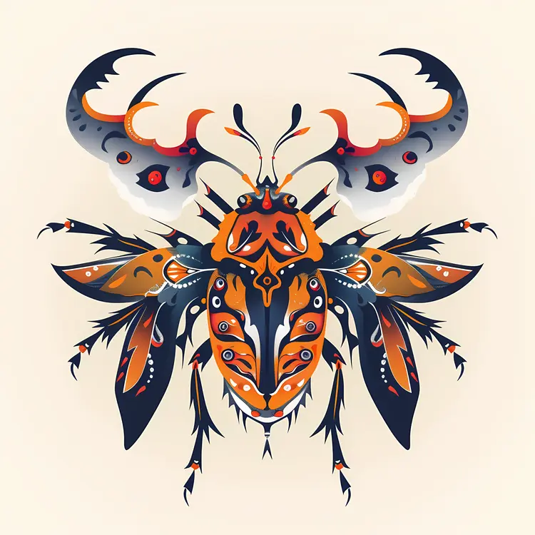 Decorative Patterned Beetle Illustration
