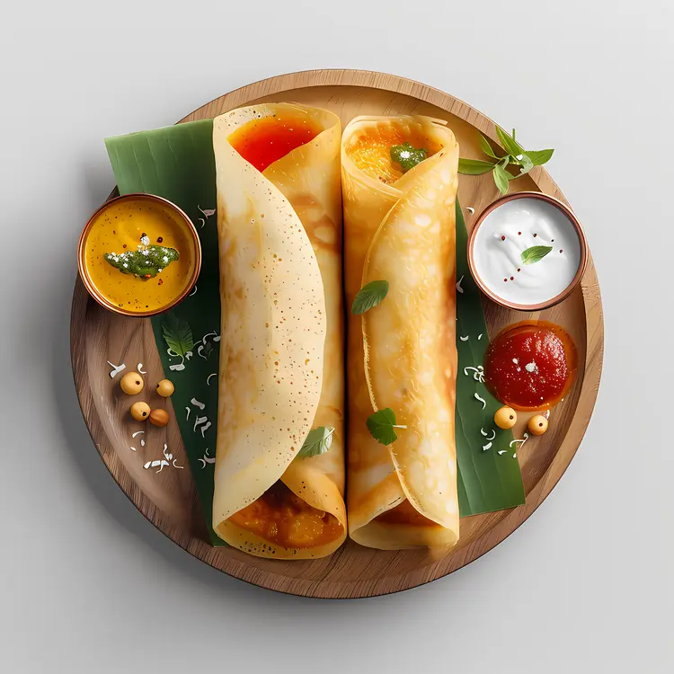 Tasty Dosa with Assorted Chutneys