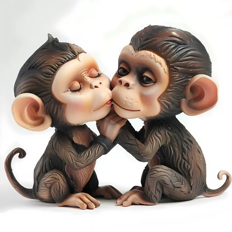 Adorable Kissing Monkeys