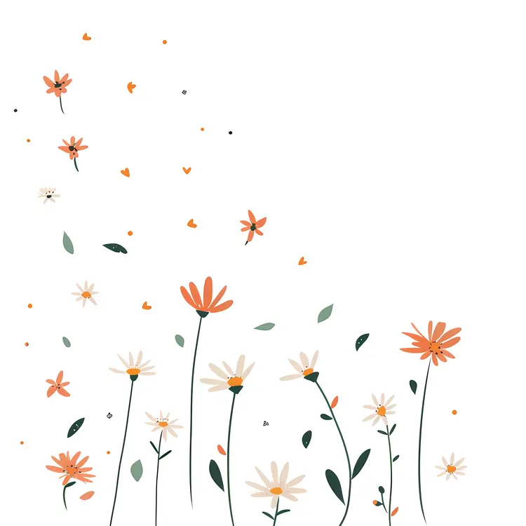 Orange and White Flowers in Bloom