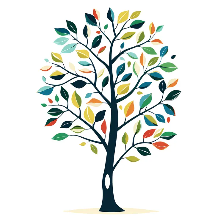 Multicolored Tree with Vibrant Leaves