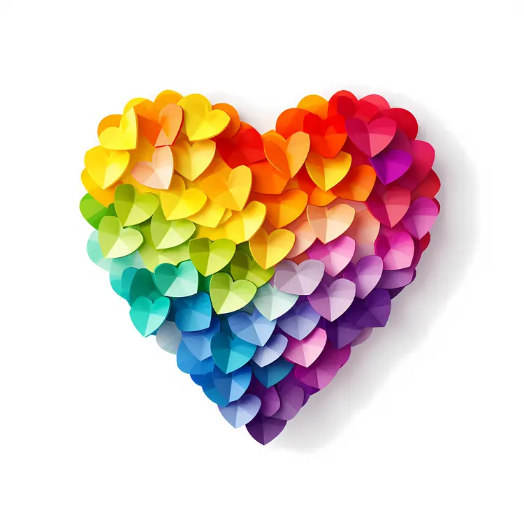 Rainbow Heart Made of Colorful Petals