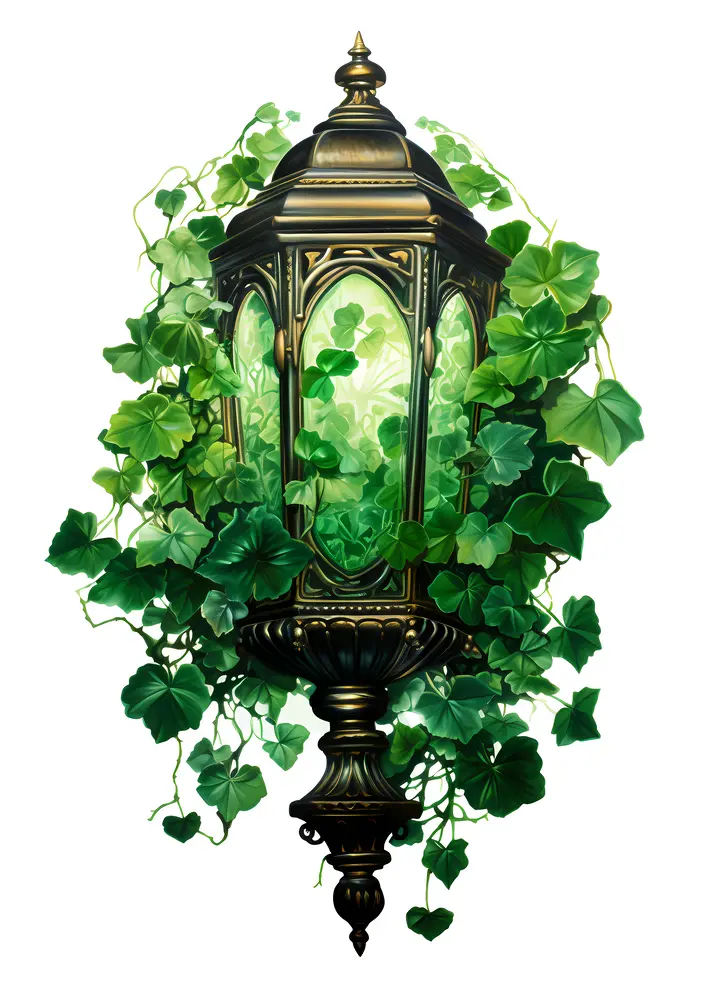 Vintage Lantern with Greenery for St. Patrick's Day