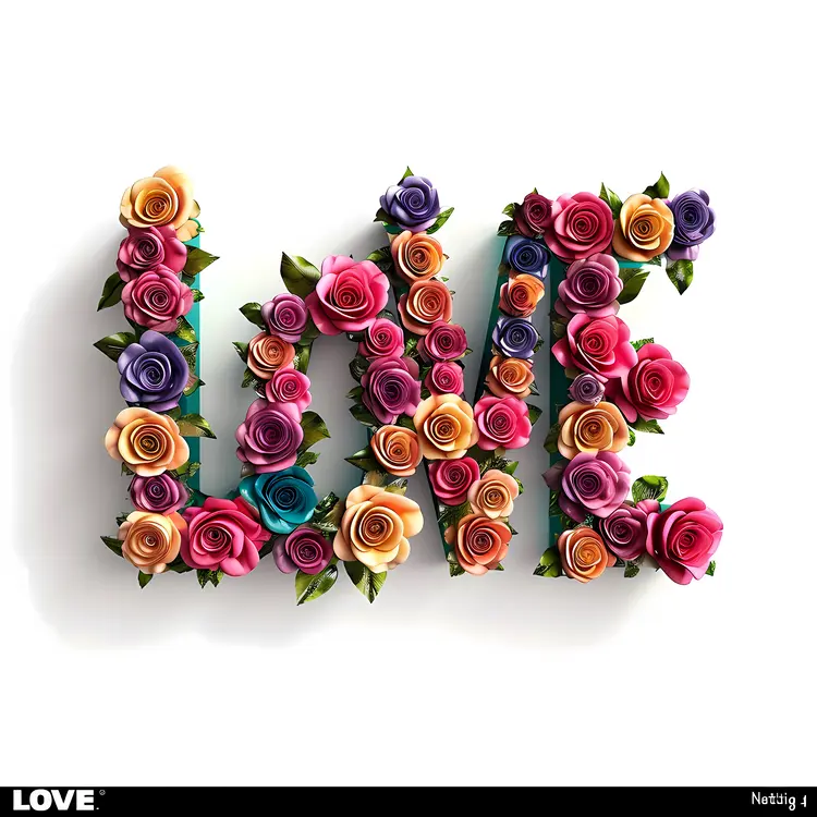 Colorful Floral LOVE Typography