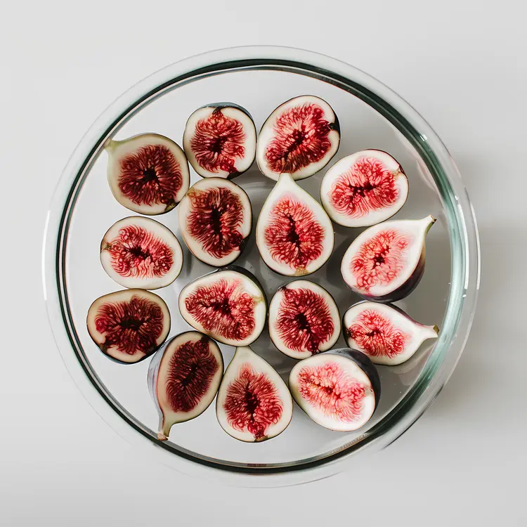 Sliced Figs in a Glass Bowl