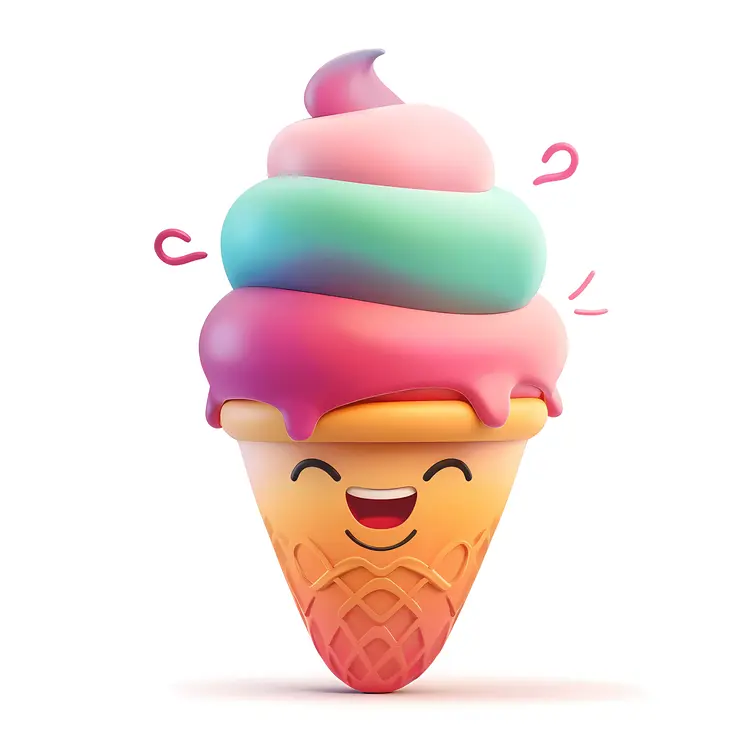 Smiling Rainbow Ice Cream Cone
