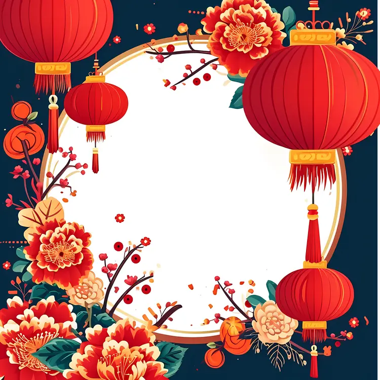 Red Lanterns with Floral Elements