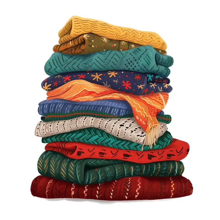 Colorful Knit Sweaters Stack