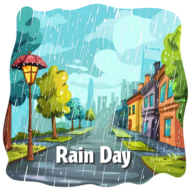 Rainy Day on the Street Illustration