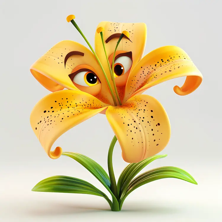 Smiling Cartoon Lily Flower