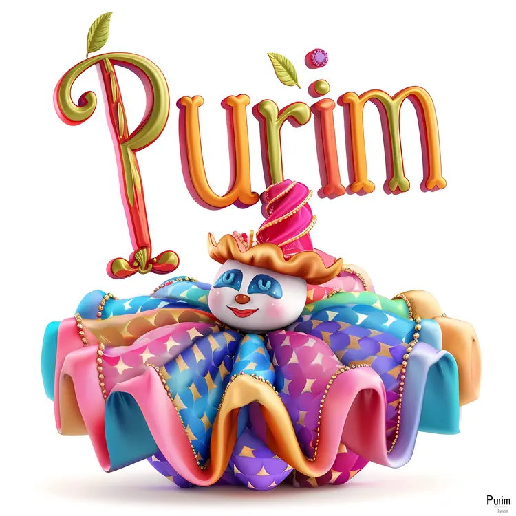 Colorful Purim Clown Illustration