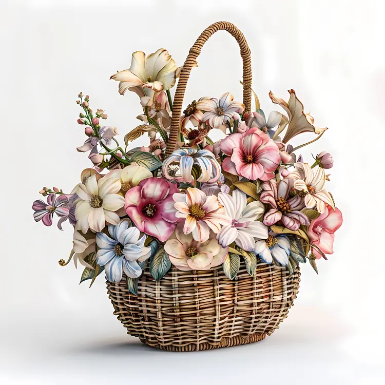 Elegant Flower Basket with Pastel Blooms