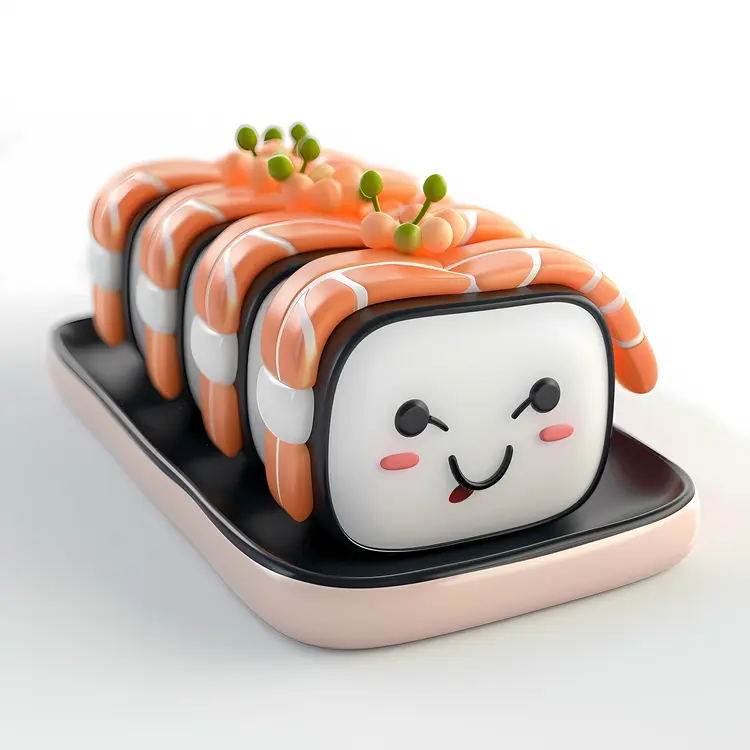 Smiling Sushi Cartoon