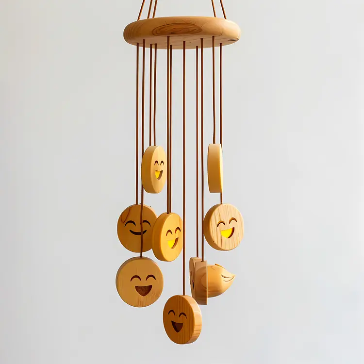 Wooden Emoji Wind Chime for Garden