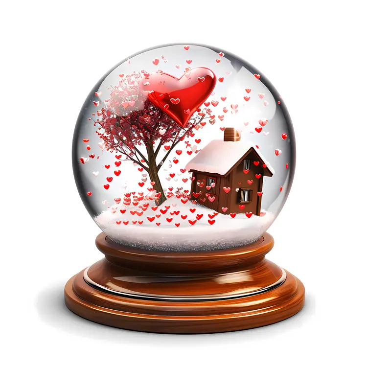 Snow Globe with House and Hearts