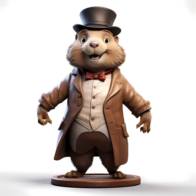 Hamster in Coat with Top Hat and Bow Tie