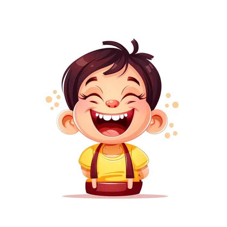 Joyful Laughing Cartoon Boy
