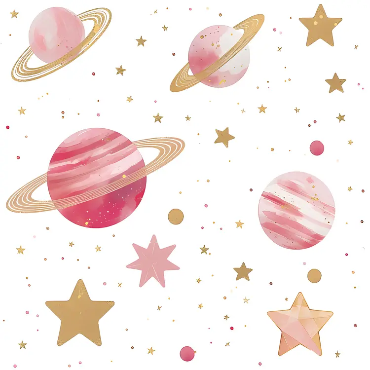 Pink Planets and Gold Stars in Space