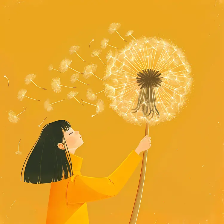 Girl Holding Dandelion Illustration