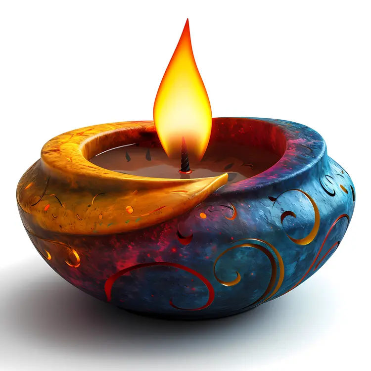 Colorful Candle in Artistic Holder