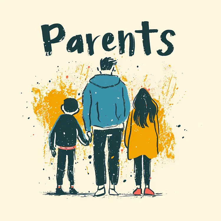 Illustration of Parent with Two Children