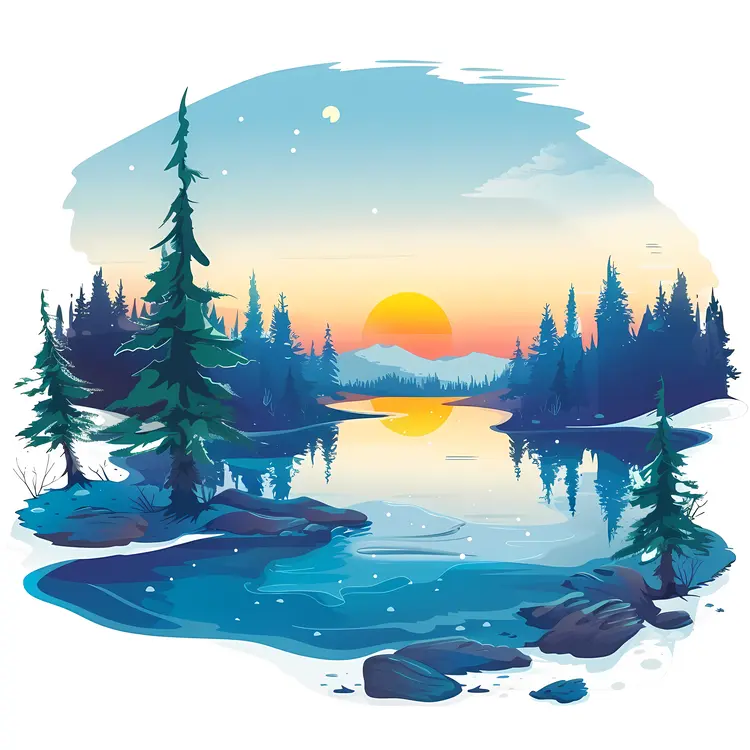 Sunset and Lake Landscape
