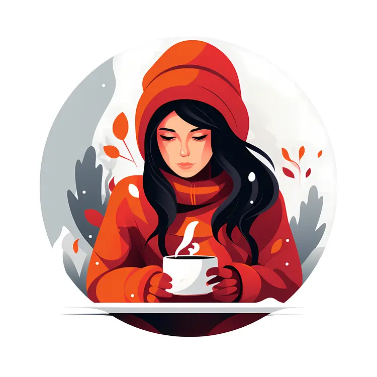Girl Holding a Hot Drink in Winter Clothing