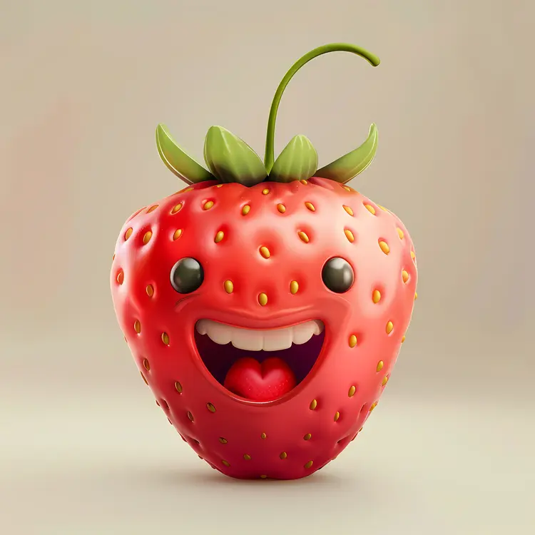 Smiling Red Strawberry Cartoon
