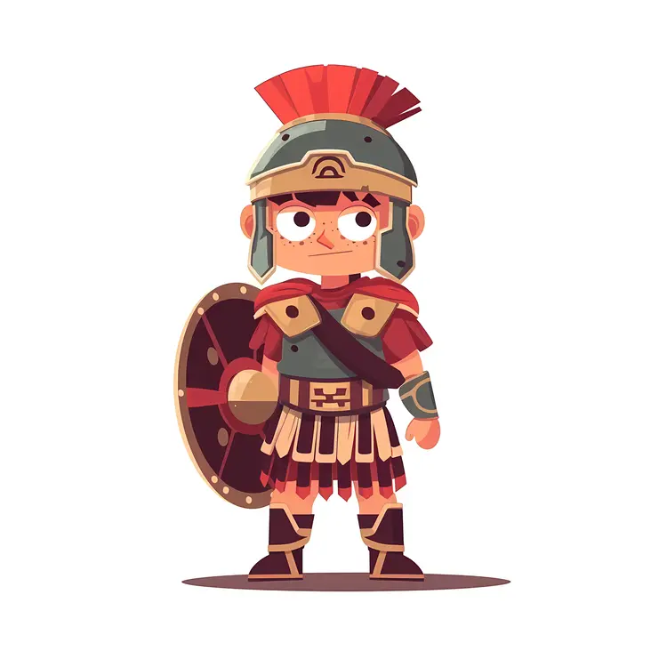 Cute Roman Soldier with Shield