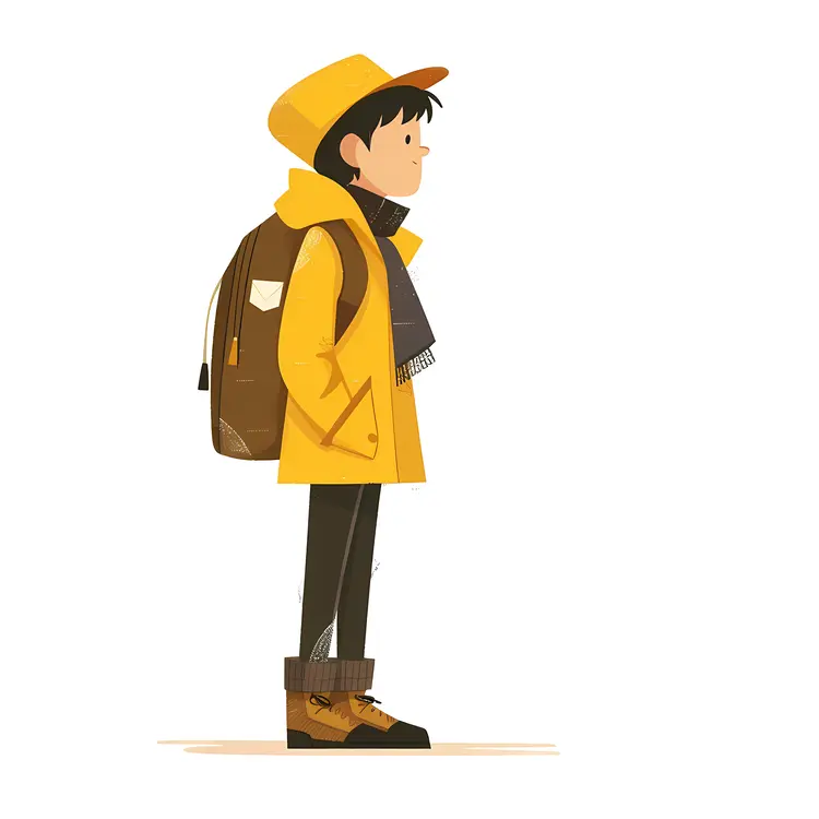 Child in Yellow Jacket with Backpack