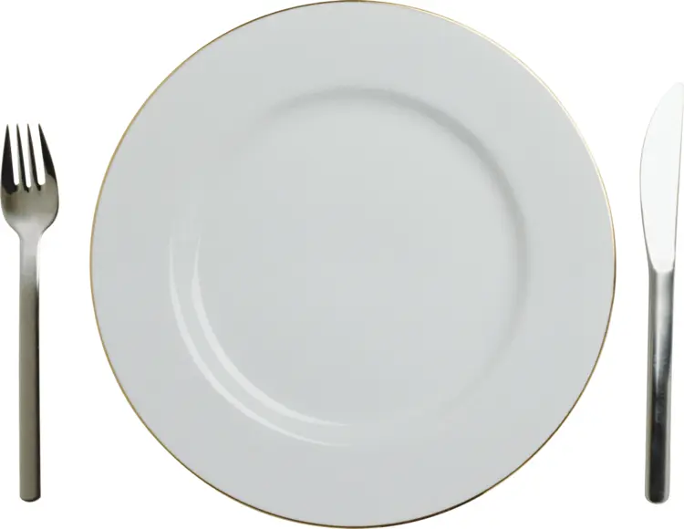 White Plate with Fork and Knife