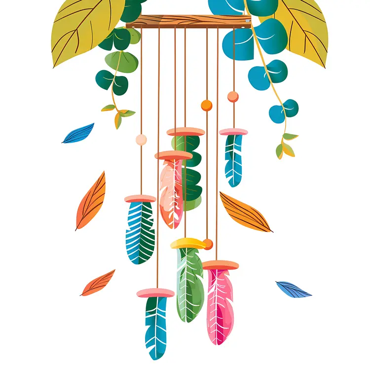 Colorful Feather Wind Chimes